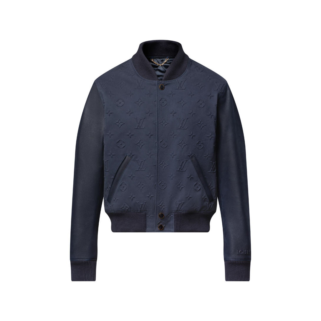 Embossed Monogram Cotton Varsity Jacket - High-End Ready-to-Wear